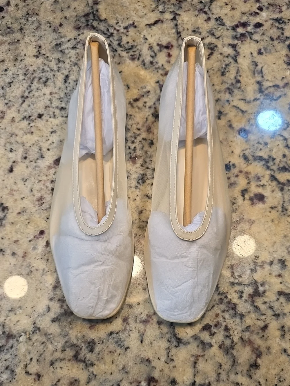 Lulu's Cream Square-Toe Ballet Flats